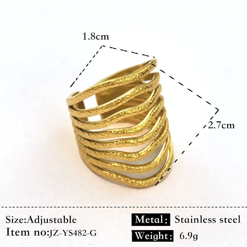Simple Glossy Stainless Steel 18K Gold Plated Ring