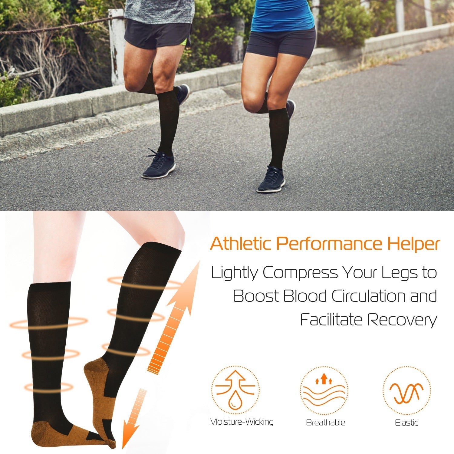 Durable Graduated Support Socks for Shin Splints & Edema
