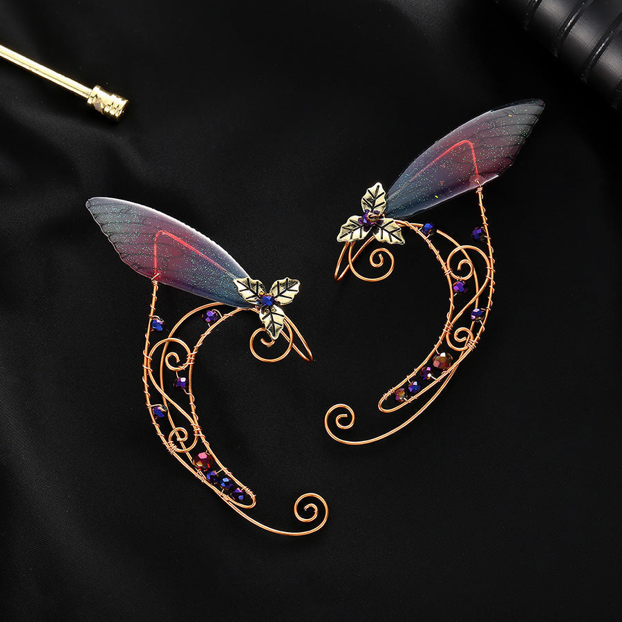 Elegant Women's Crystal Wing Non-Pierced Ear Cuff