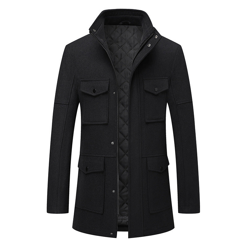 Men's Classic Woolen Winter Coat | Warm Casual Topcoat