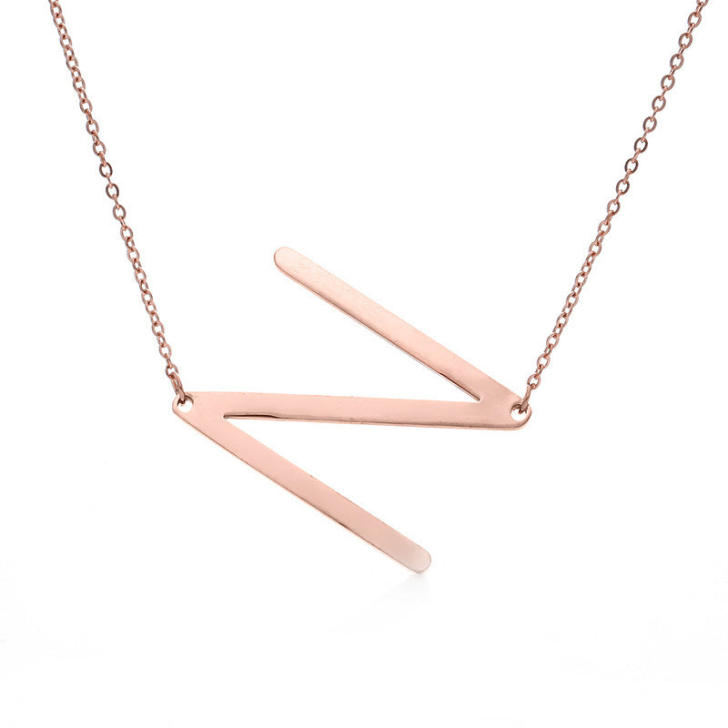 Rose Gold Plated Initial Letter Pendant Necklace