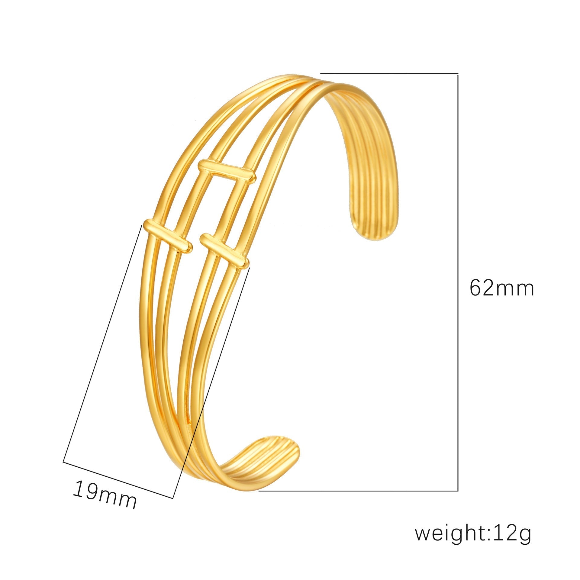 Chic Women's Open-End Stainless Steel C-Shaped Cuff Bracelet