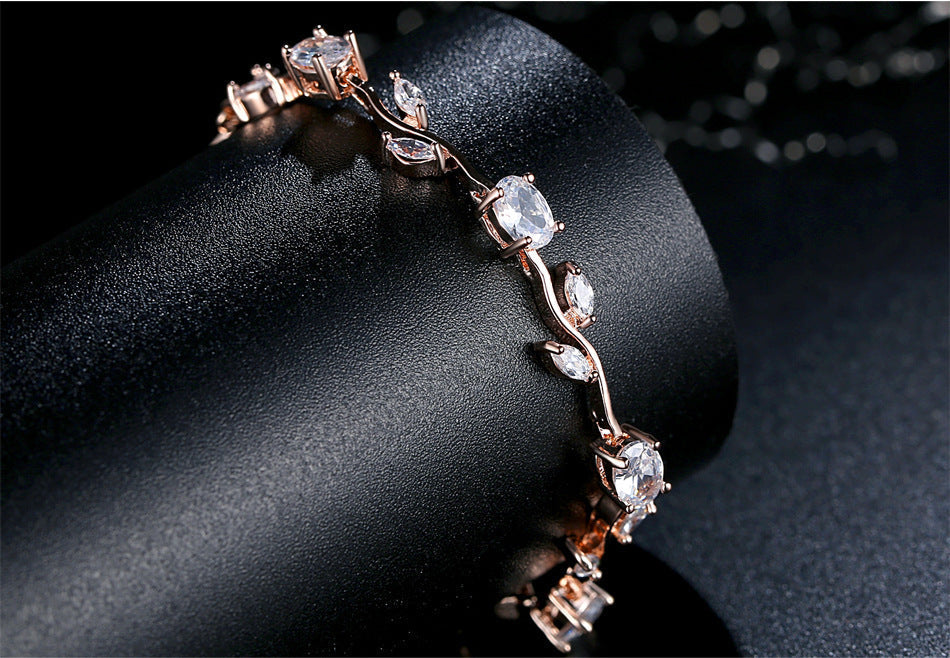 Elegant Crystal Plated Link Bracelet