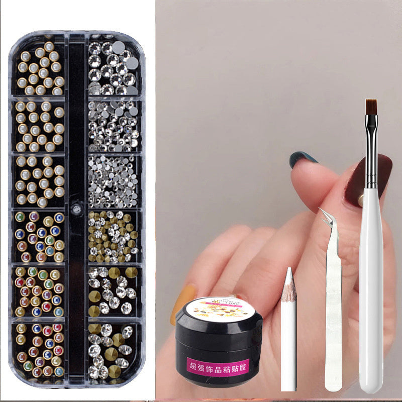 Mixed Box Nail Decorations: Metal Rivets & Rhinestones