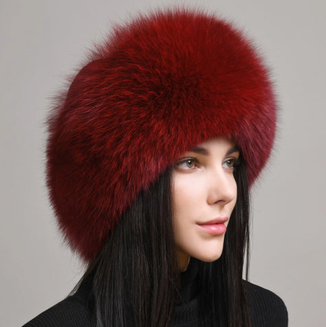 Women's Genuine Leather Ethnic Style Warm Ear Protection Hat