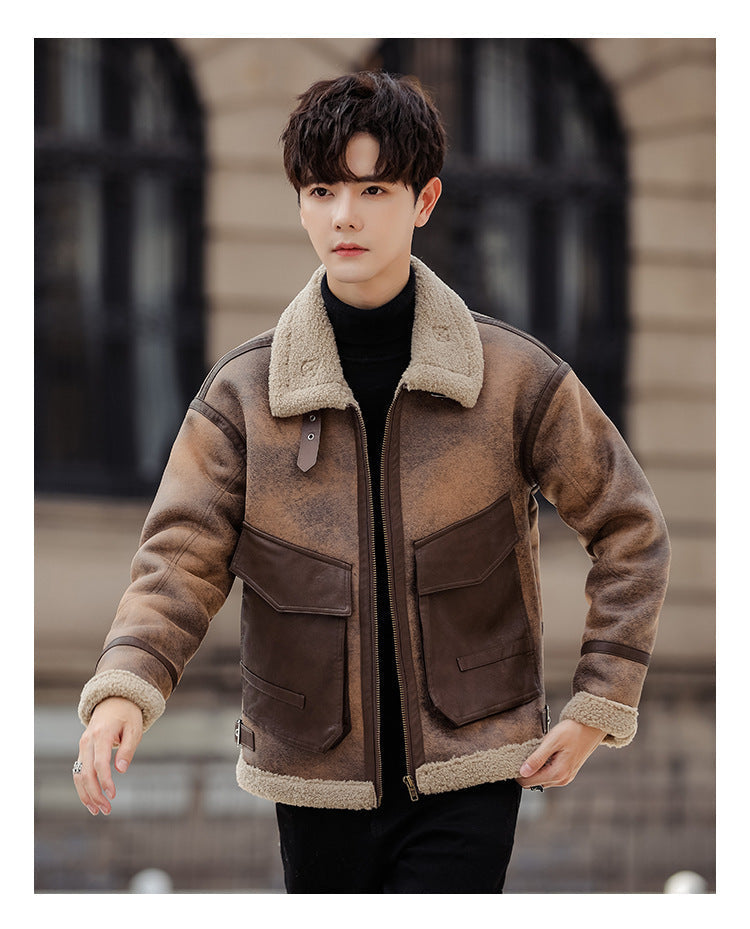 Men's Casual Leather and Fur Coat | Warm Winter Outerwear Jacket