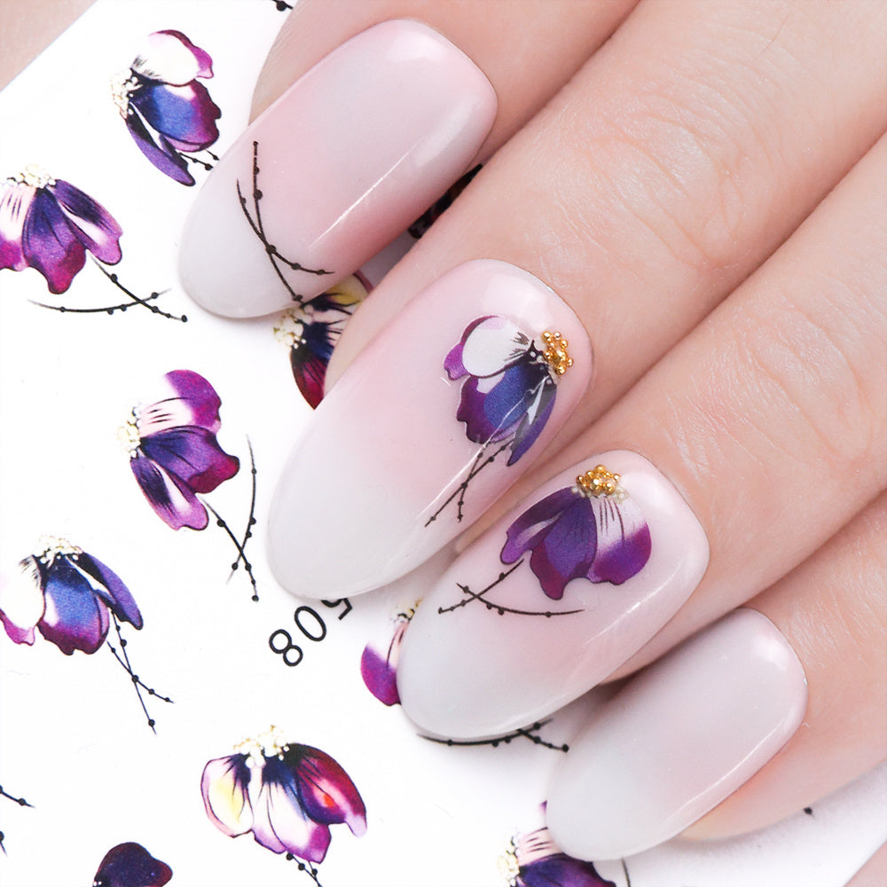 Butterfly Flower Nail Art Water Transfer Tattoo