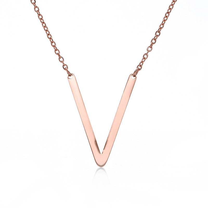 Rose Gold Plated Initial Letter Pendant Necklace