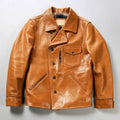 Men's Premium Bear Leather Jacket | Lapel Oil Wax Cowhide Coat
