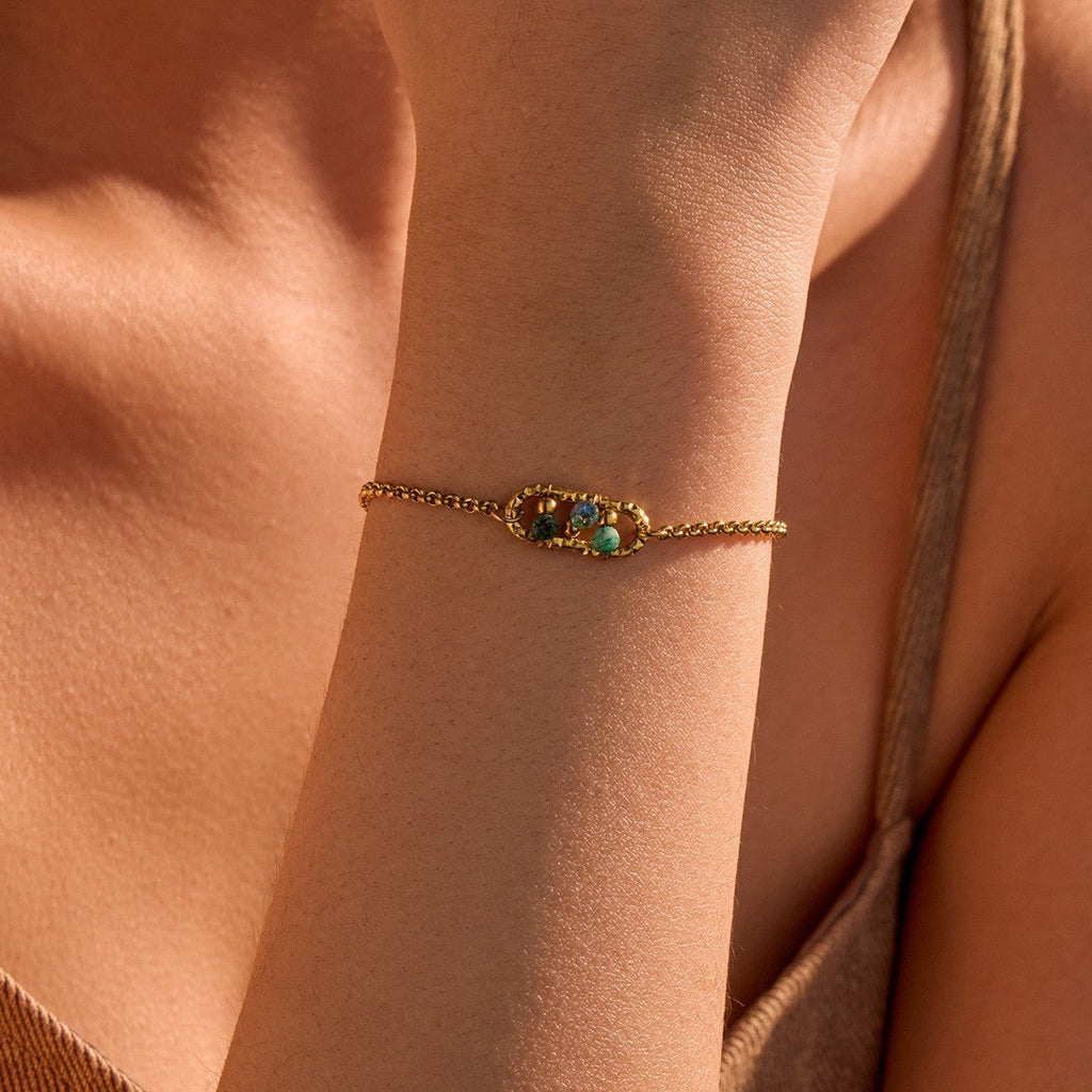 Durable Niche Ins Stainless Steel Natural Stone/Pearl Bangle