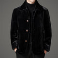 Men's Luxury Winter Golden Mink Faux Leather Wool Coat