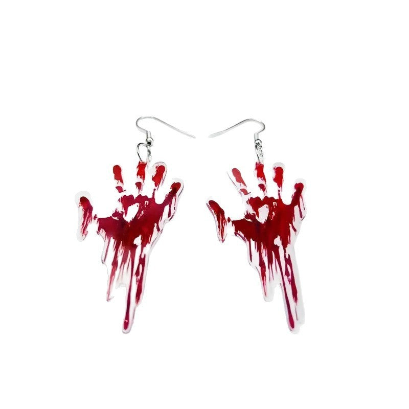 Creative Halloween Bleeding Palm Dangle Earrings