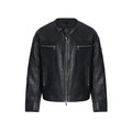 Men's Niche Design Leather Coat | V-Neck Zipper Closure Unique Jacket