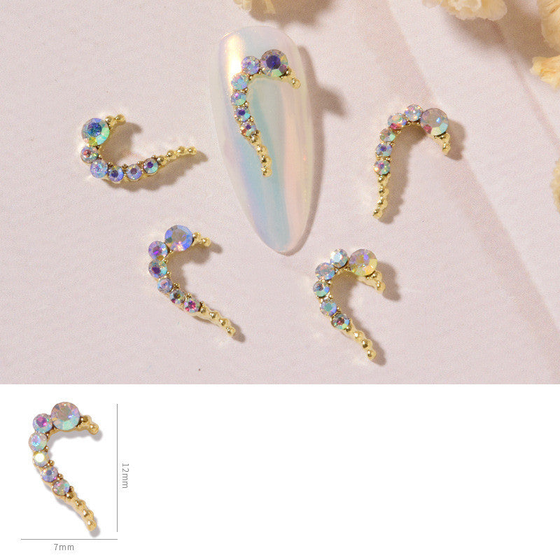 Rhinestone & Alloy Heart Nail Decoration Set