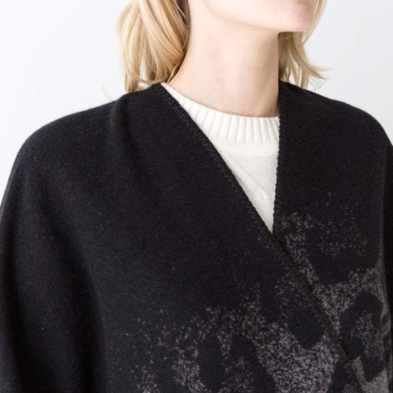 Euro-American Geometry Pattern Dual-Use Shawl Blanket