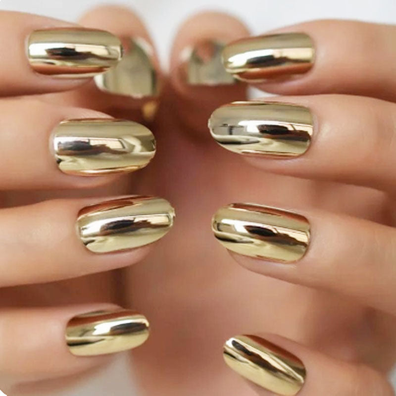 Wearable Gold Plated Full Cover Fake Nails