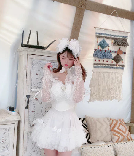 Princess Bowknot Lace All-Match Base Skirt