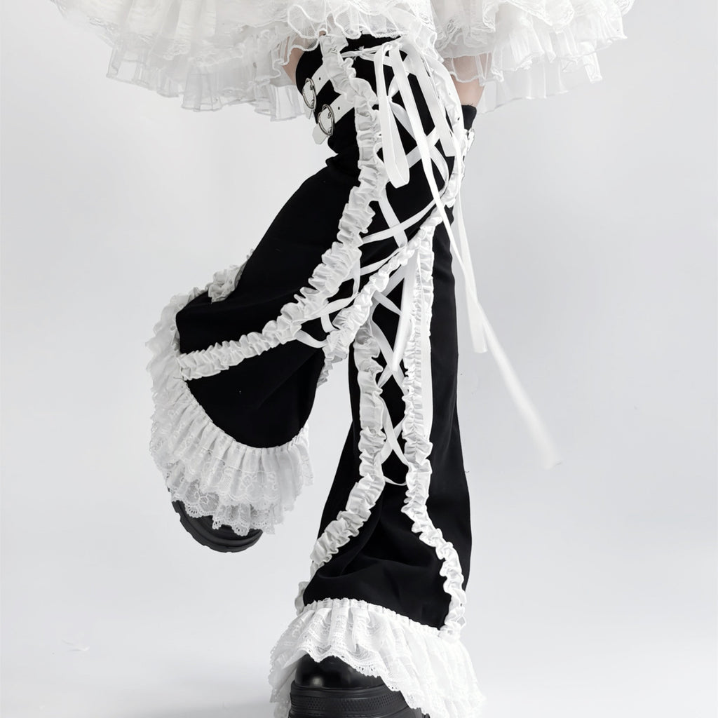 Versatile Lace Trim Over-the-Calf Slimming Socks