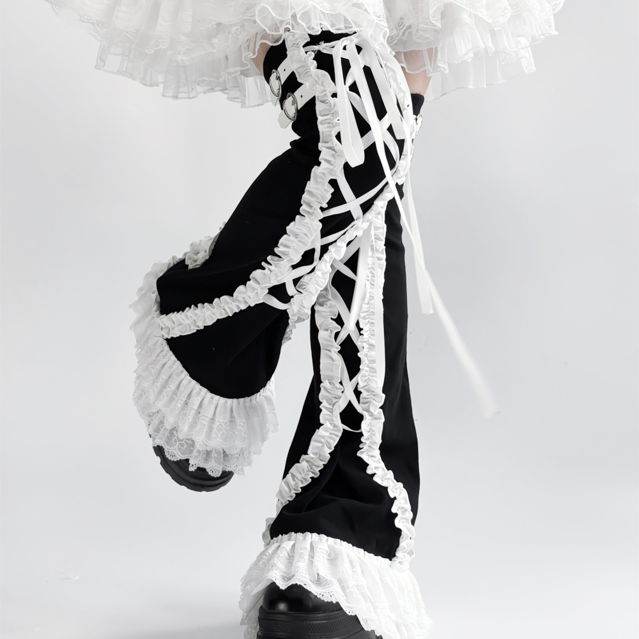 Versatile Lace Trim Over-the-Calf Slimming Socks