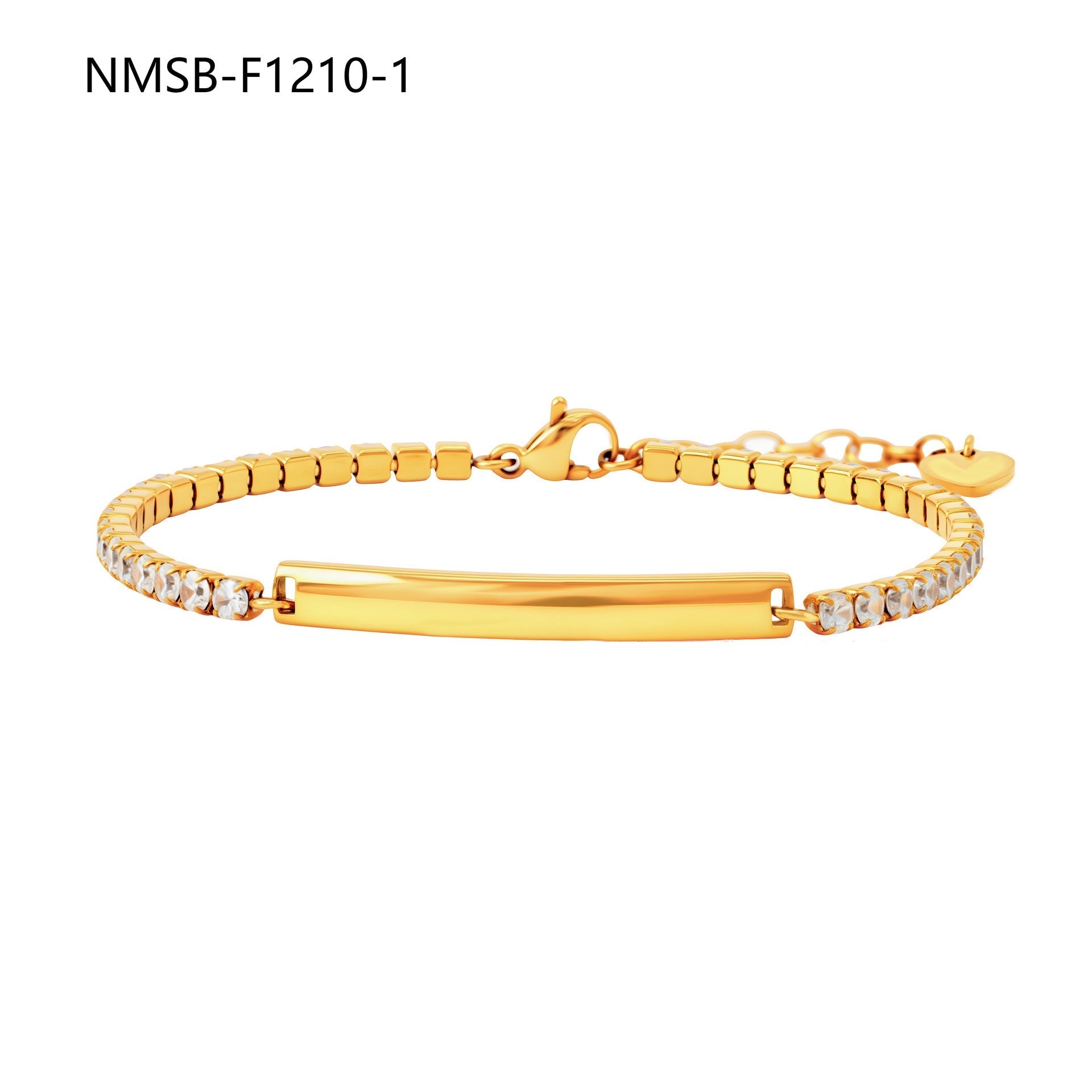 Diamond-Embedded Lettering Charm Bracelet