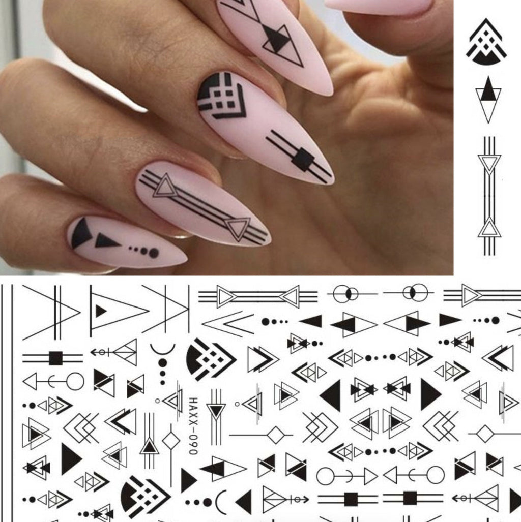 Black Butterfly & White Flower Nail Decals
