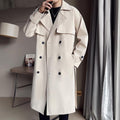 Men's Classic Beige Double-Breasted Trench Coat | Mid-Length Overcoat