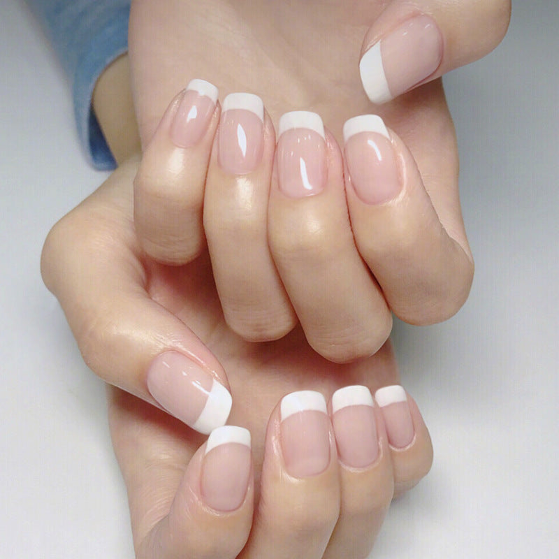 Full Set Long French Tip Press-On Nails