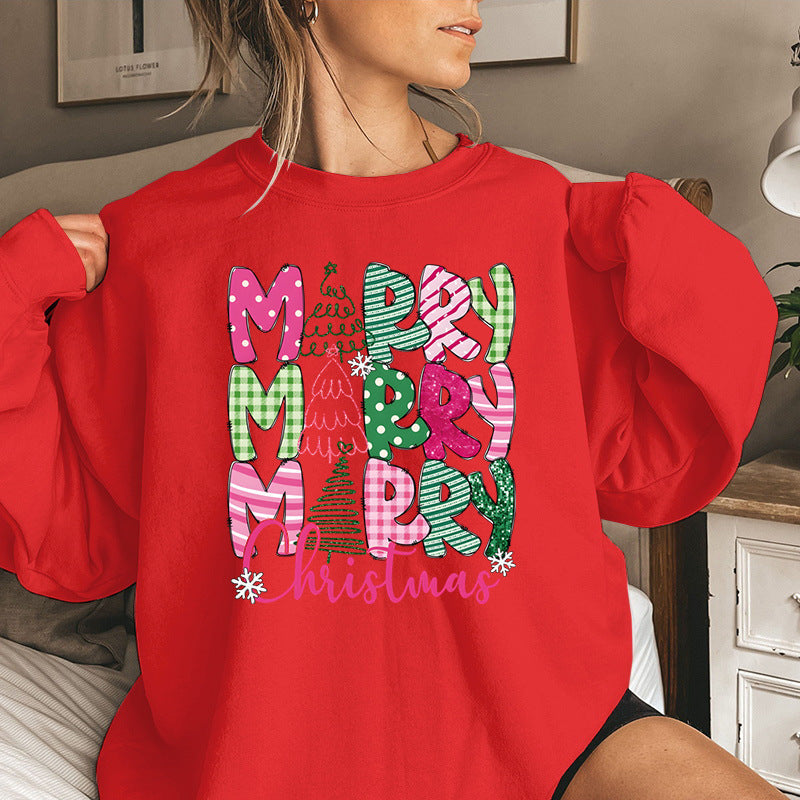 Festive Christmas Character Print Loose Fit Sweatshirt