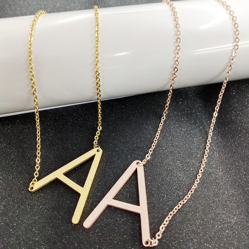 Rose Gold Plated Initial Letter Pendant Necklace