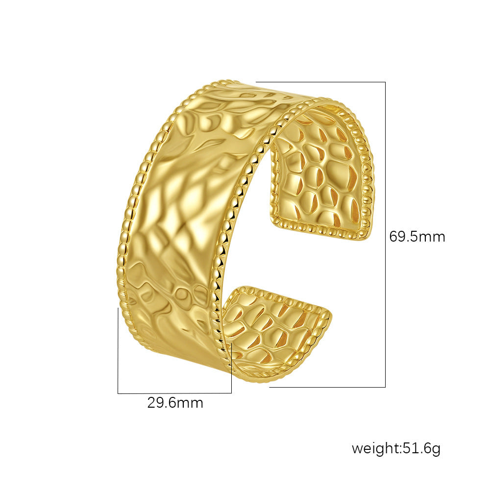 Chic Women's Open-End Stainless Steel C-Shaped Cuff Bracelet