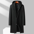 Premium Wool Blend Mid-Length Coat | Men's Detachable Hood Urban Topcoat