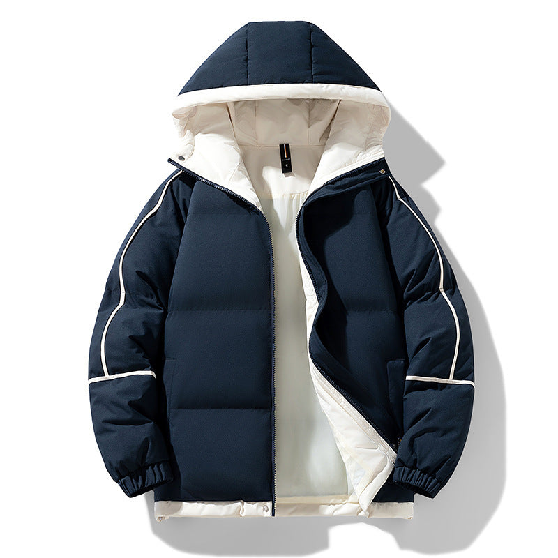 Oversized Drop-Shoulder Men's Puffer Jacket | Hooded Casual Cotton-Padded Coat