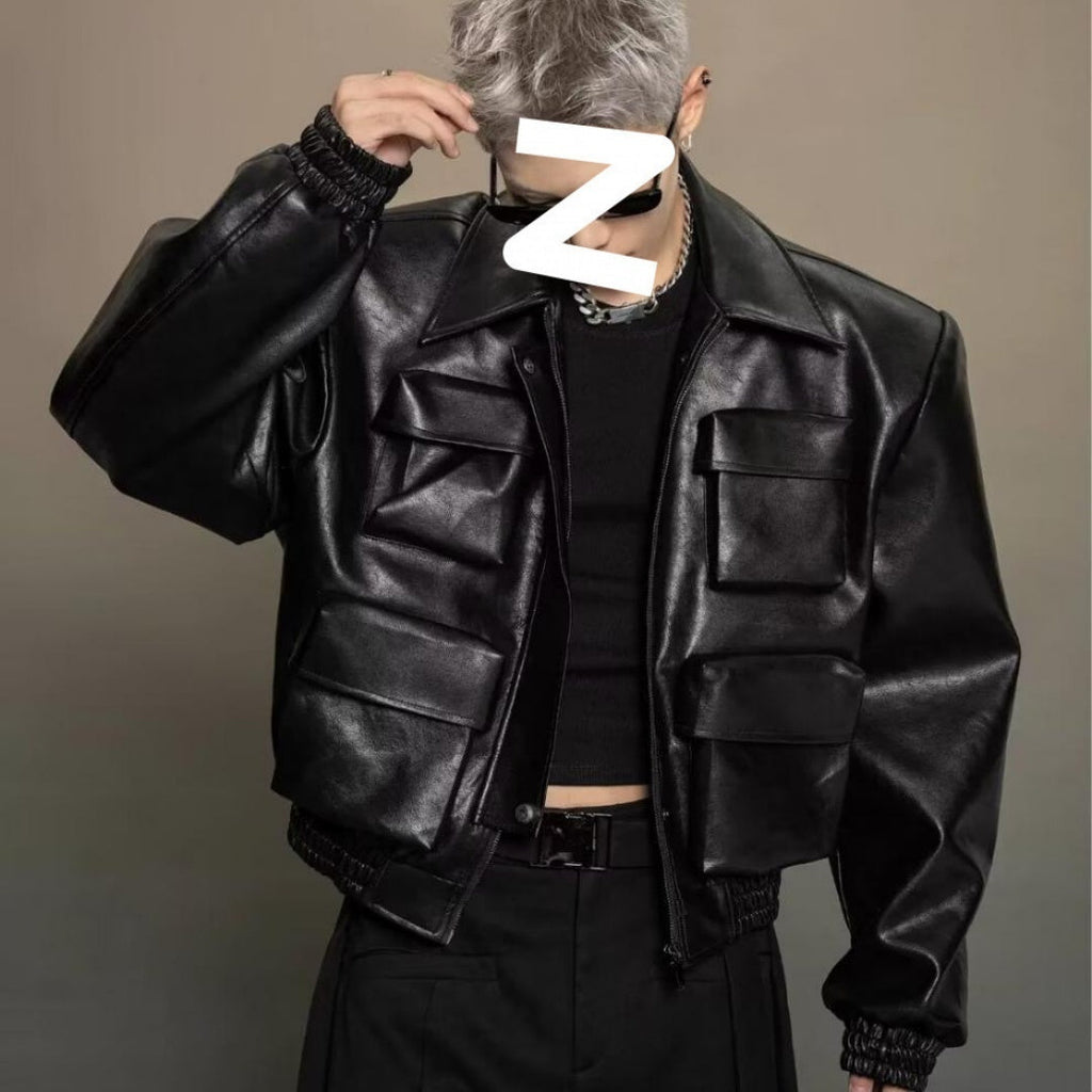 Korean Fashion Leisure Leather Jacket | Modern Cutting Design Outerwear