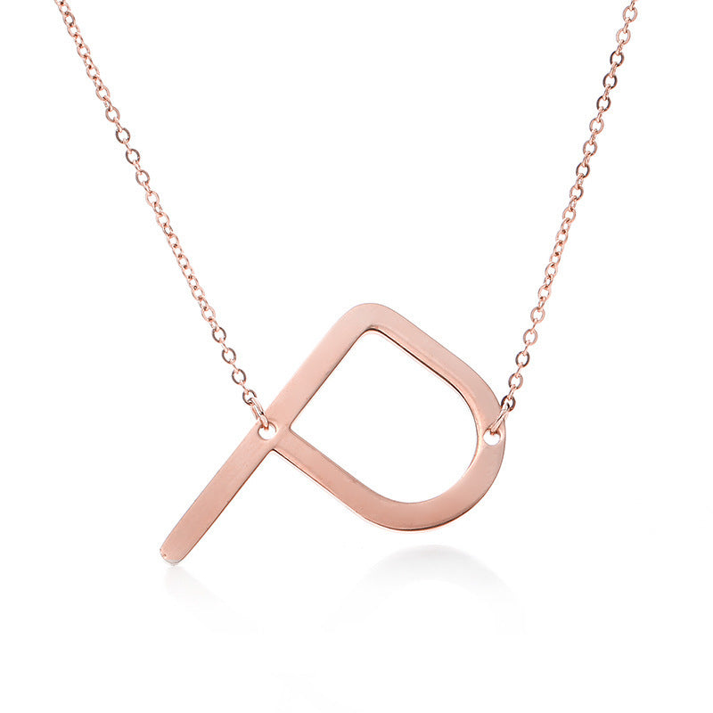 Rose Gold Plated Initial Letter Pendant Necklace