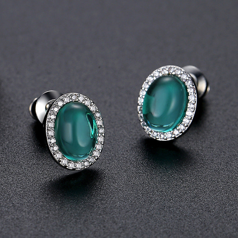 Zircon Gemstone Stud Earrings