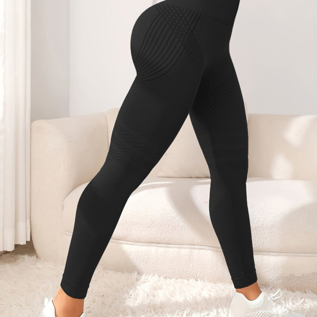 Women's Solid High Waist Striped Yoga Pants