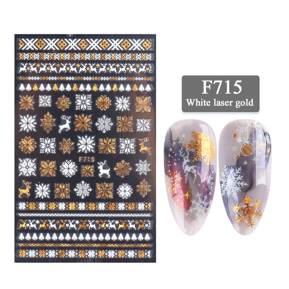 Two-Color Golden Laser Snowflake Nail Art Decals