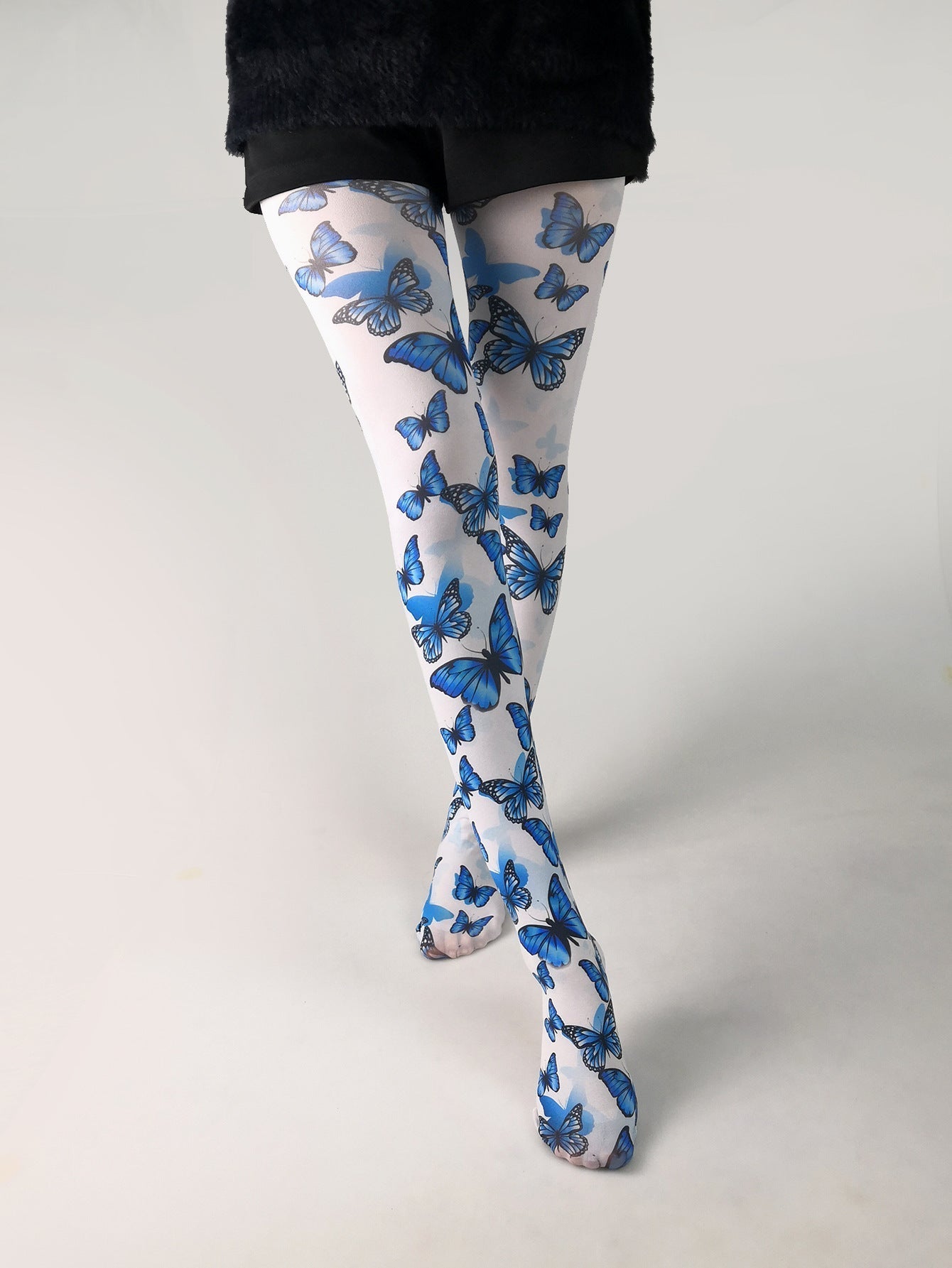 Women's Japanese Color Rose Printed Pantyhose