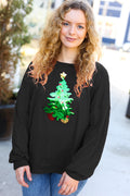 Casual Oversized Christmas Festival Sequin Sweatshirt
