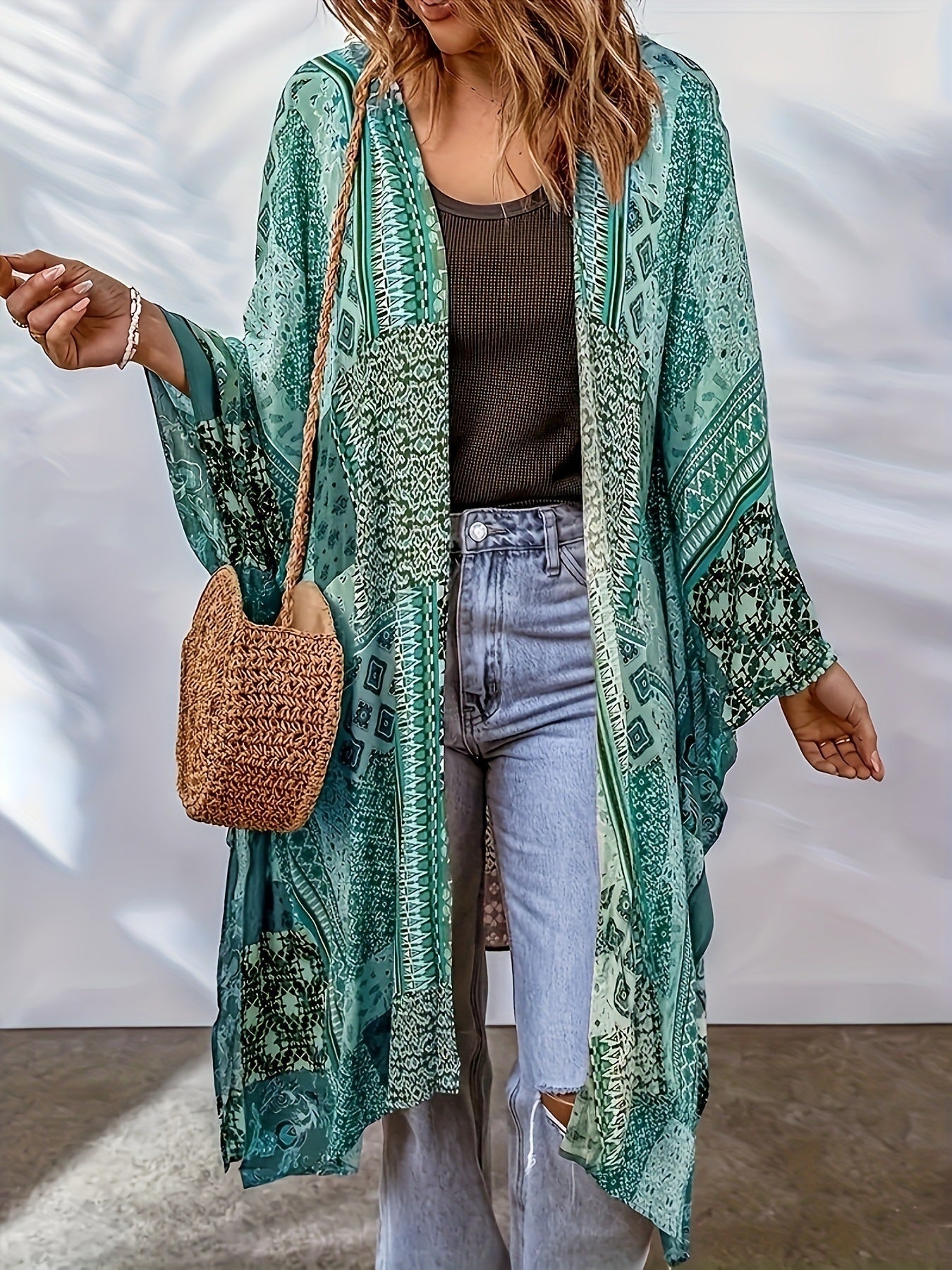 Women's Loose Aztec Cardigan Cloak