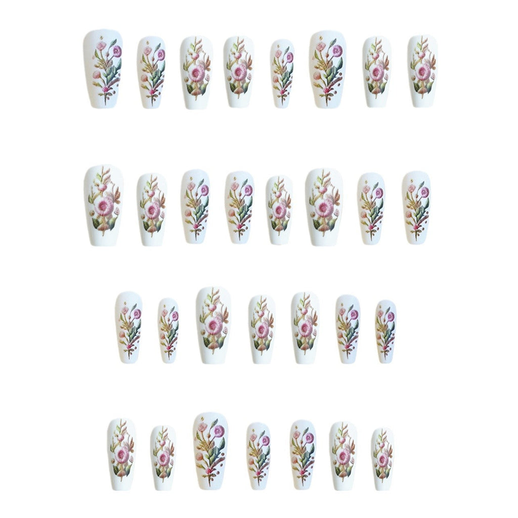 Luxury Temperament Pastel Flower Fake Nails