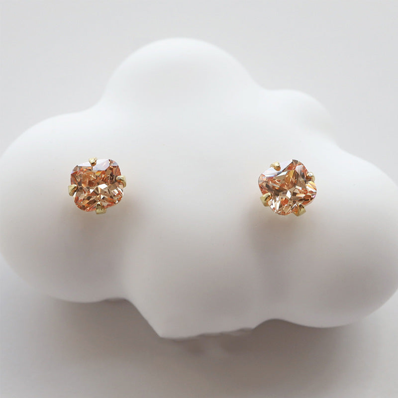 Simple Korean Style Citrine Silver Earrings