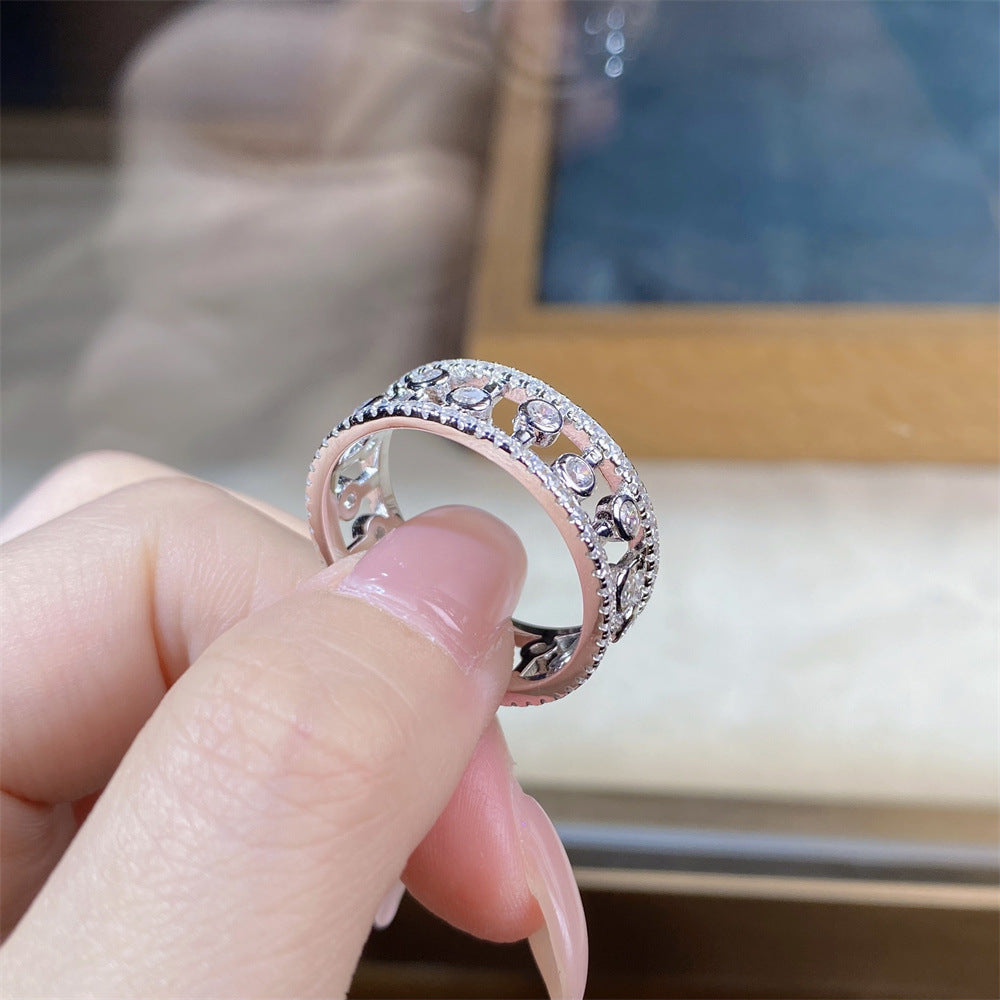 Women's Zircon Water Drop Hollow Design Stacking Ring