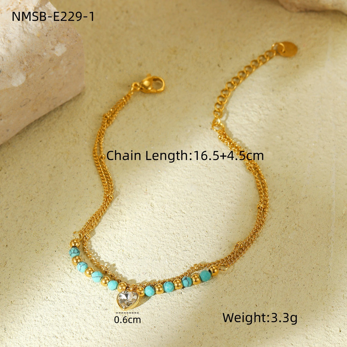 Durable Niche Ins Stainless Steel Natural Stone/Pearl Bangle