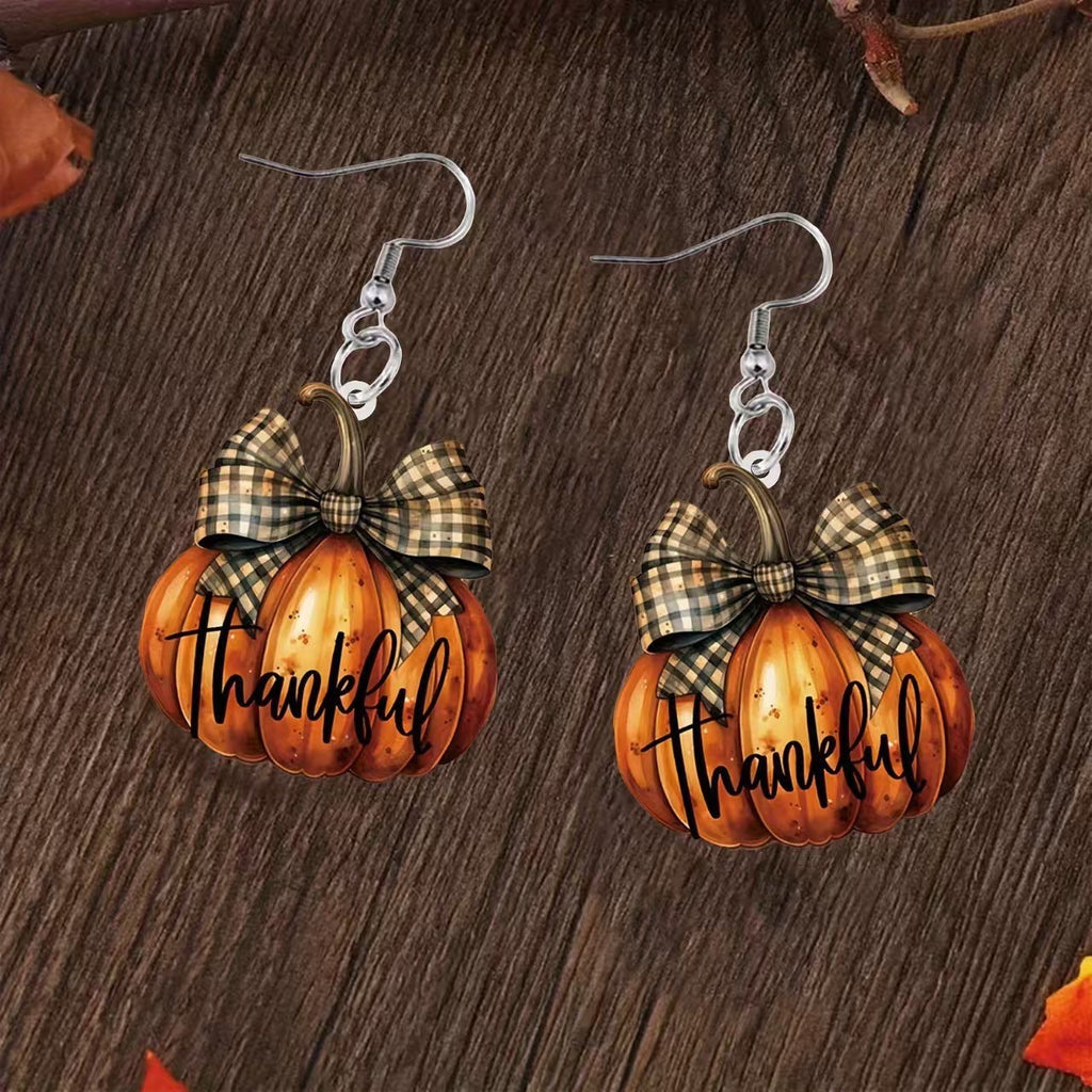 Cute & Creative Acrylic Pumpkin Charm Earrings