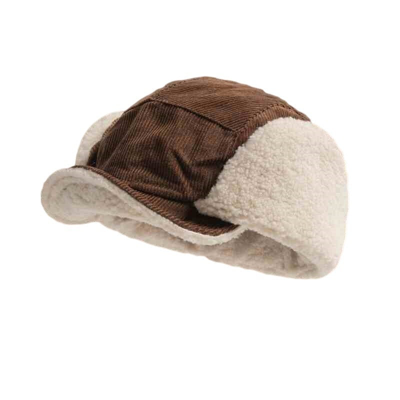 Japanese Retro Corduroy Warm Ear Protection Ushanka Hat