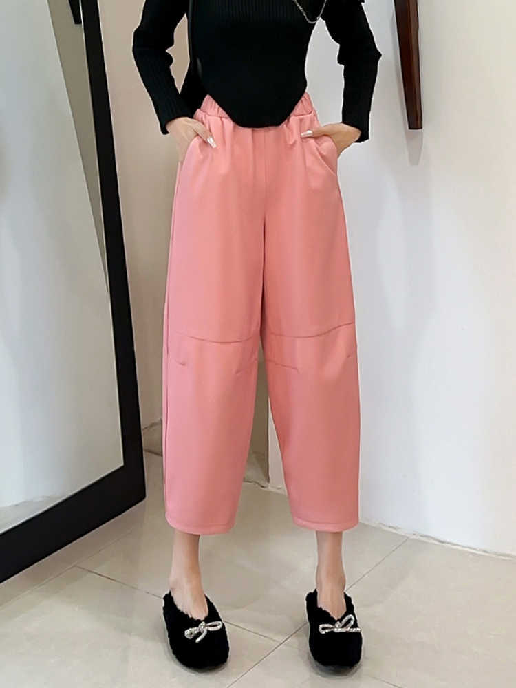 High Waist Wide-Leg Faux Leather Trousers