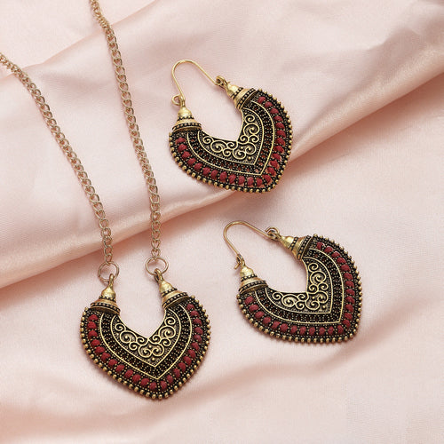 Colorful Thread-Wrapped Necklace and Earrings
