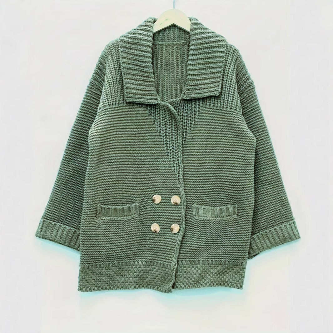 Elegant Polo Collar Plus Size Coat