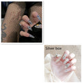 Luxury Fake Nails with Rhinestone Silver Drops